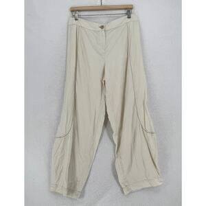 Crea Concept Womens Ivory 100% Linen Wide Leg Casual Trouser Pants Sz 44